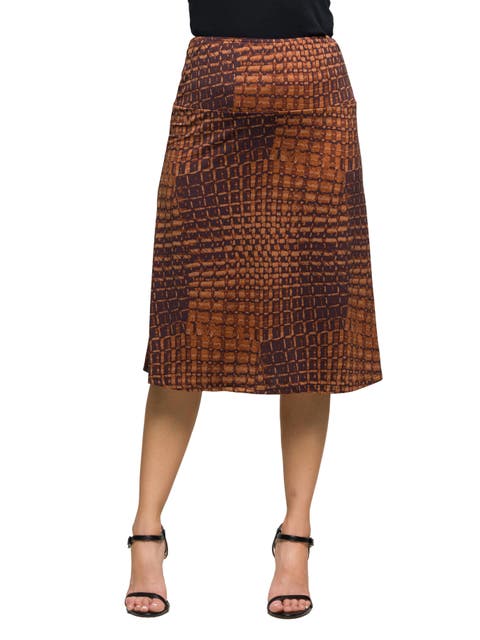 Geometric Print Knee Length Skirt