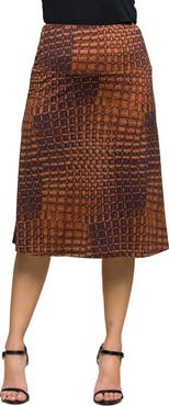 24seven Comfort Apparel Geometric Print Knee Length Skirt