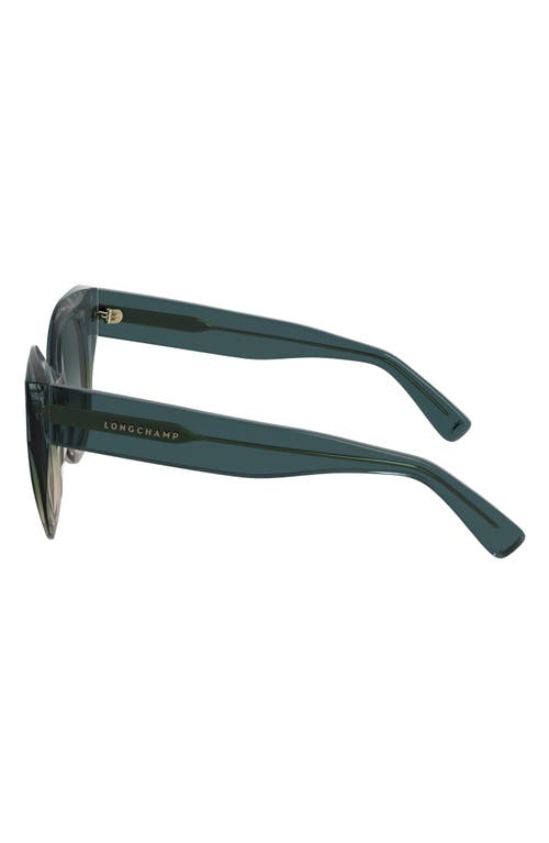 Longchamp Heritage 49mm Small Round Sunglasses In Transparent Gradient Blue/beig