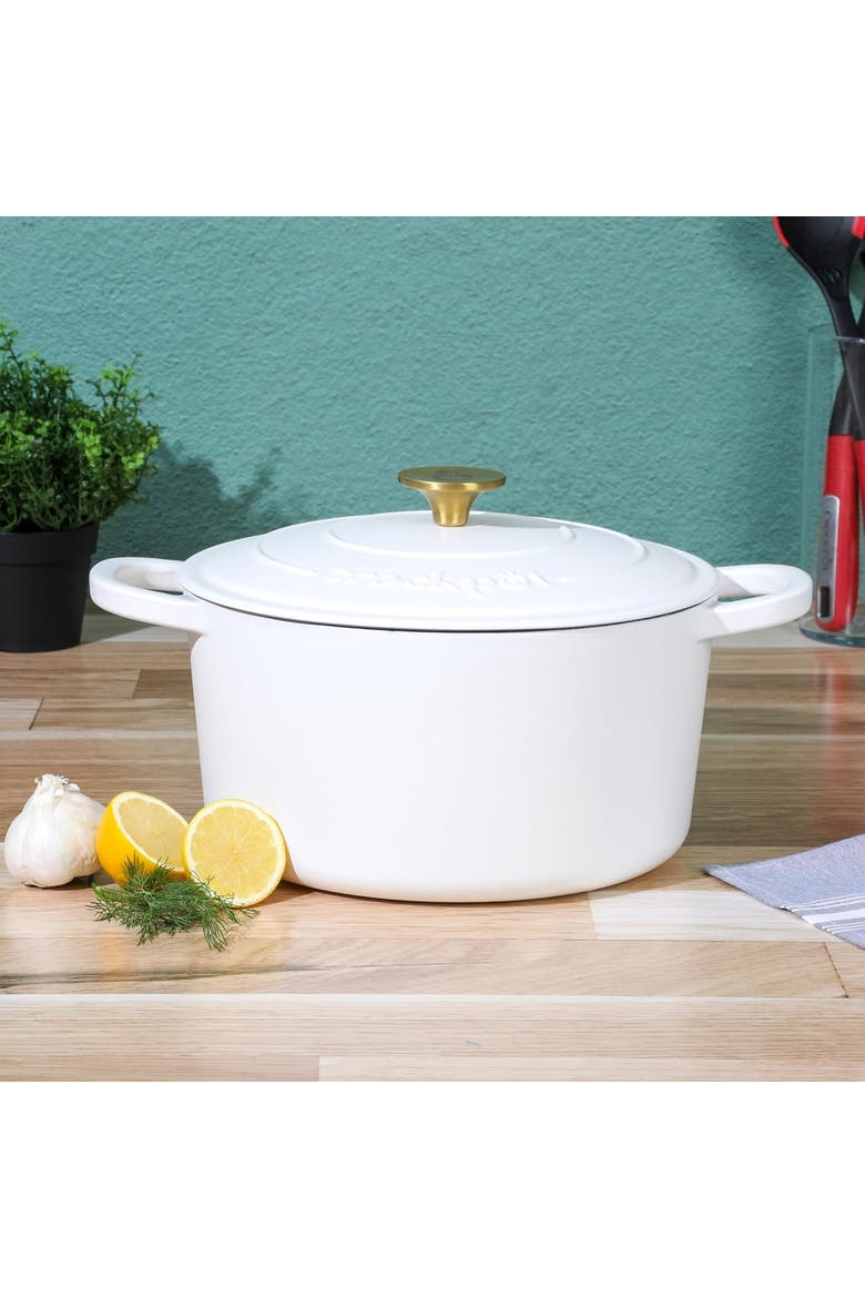 7 Quart Oval Enameled Cast Iron Dutch Oven, Alternate, color, White