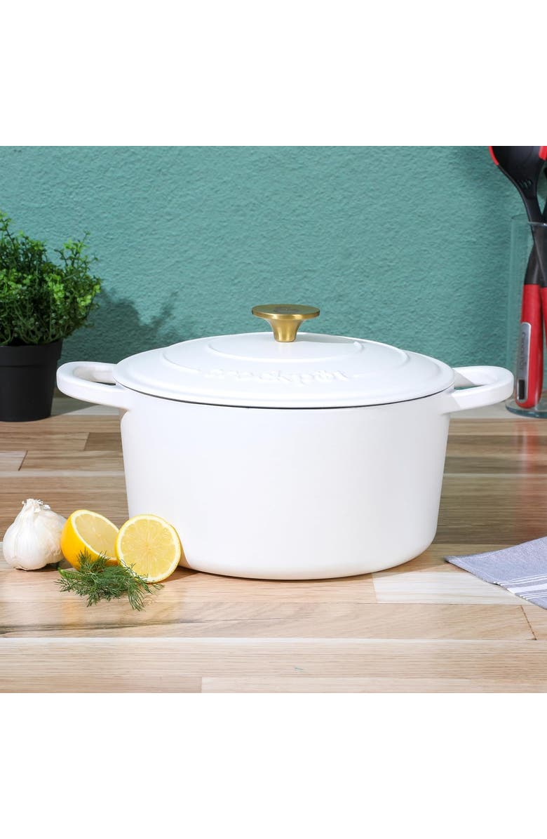 Crockpot 7 Quart Oval Enameled Cast Iron Dutch Oven, Alternate, color, White