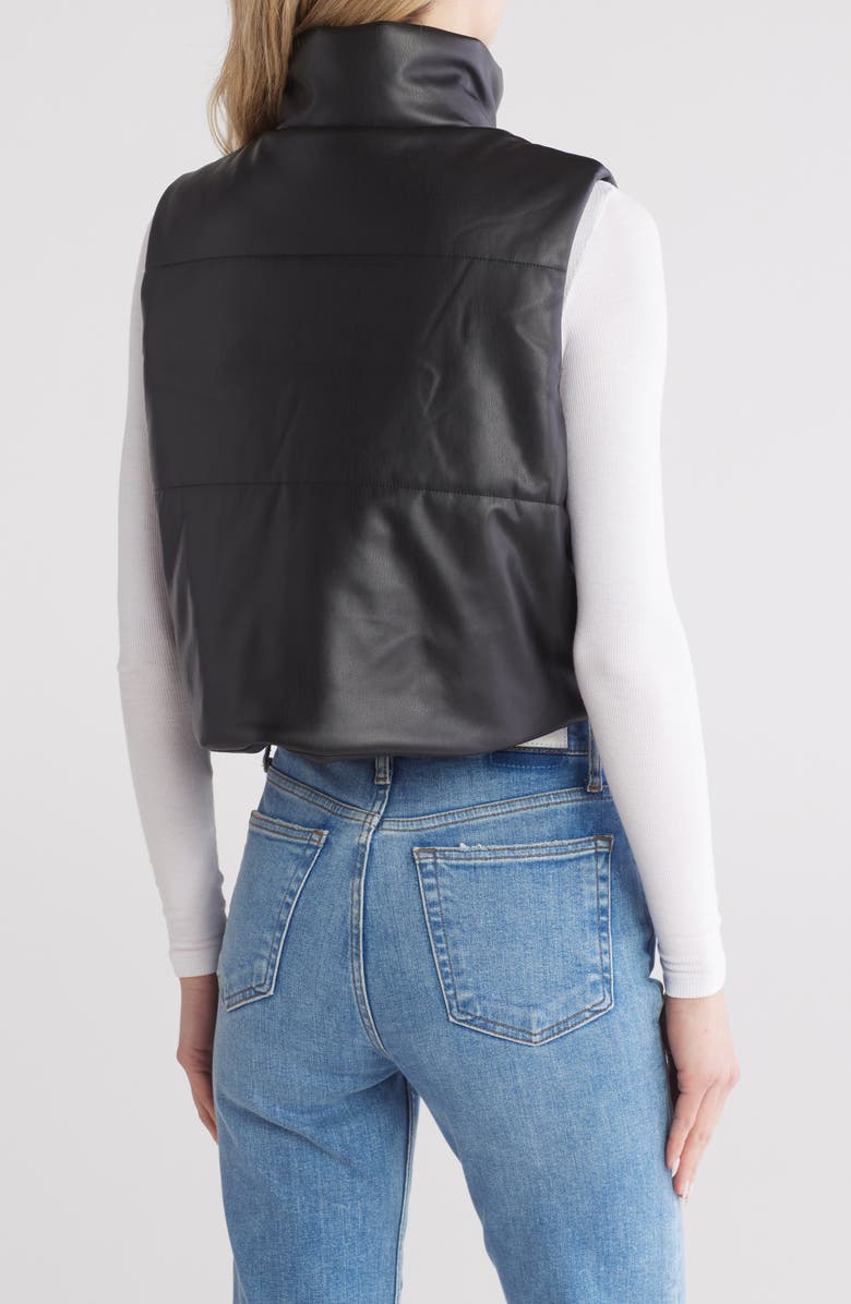 Vigoss Faux Leather Crop Puffer Vest, Alternate, color, 