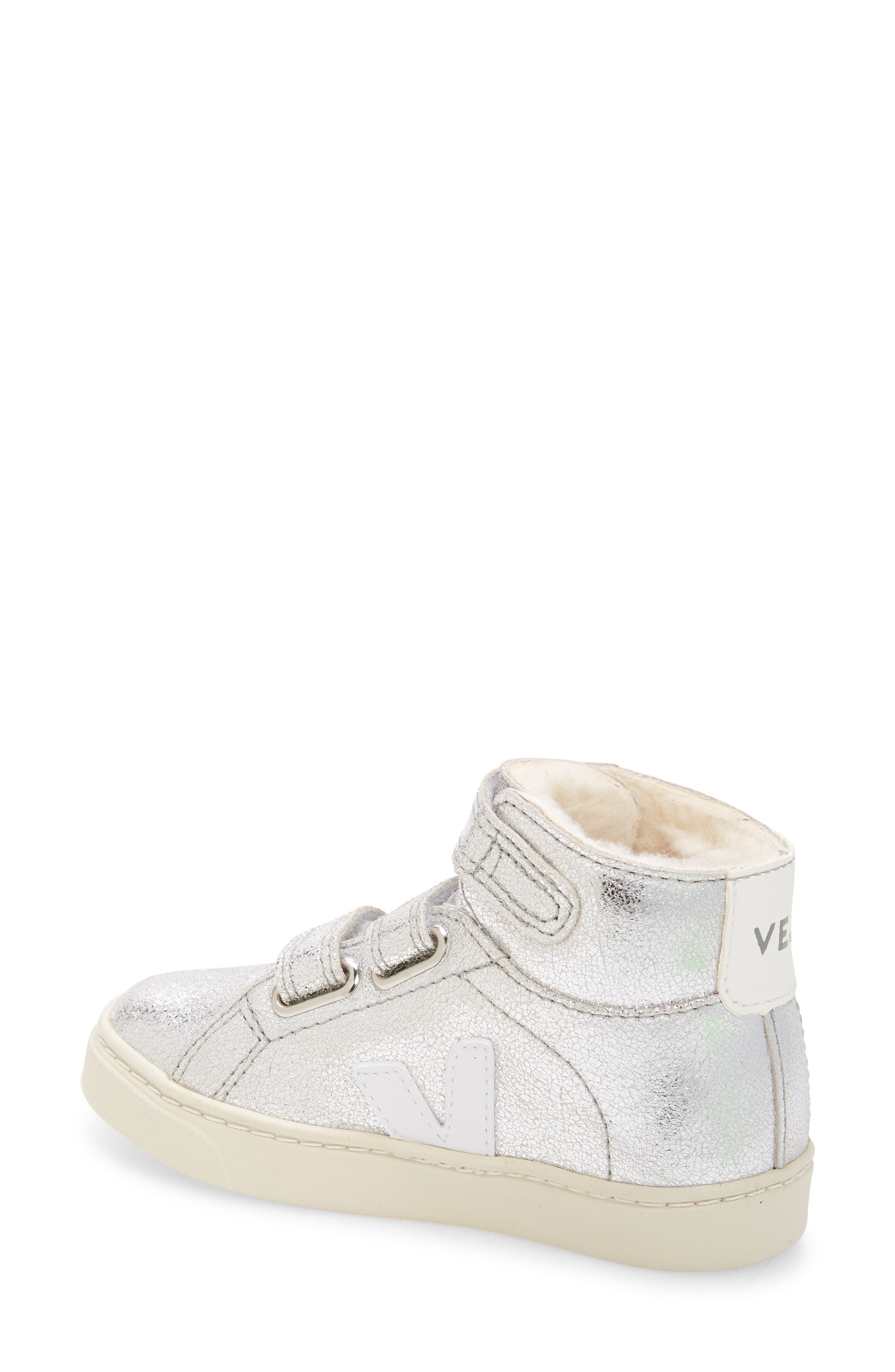 Esplar Genuine Shearling Lined High Top Sneaker, Alternate, color, SILVER WHITE