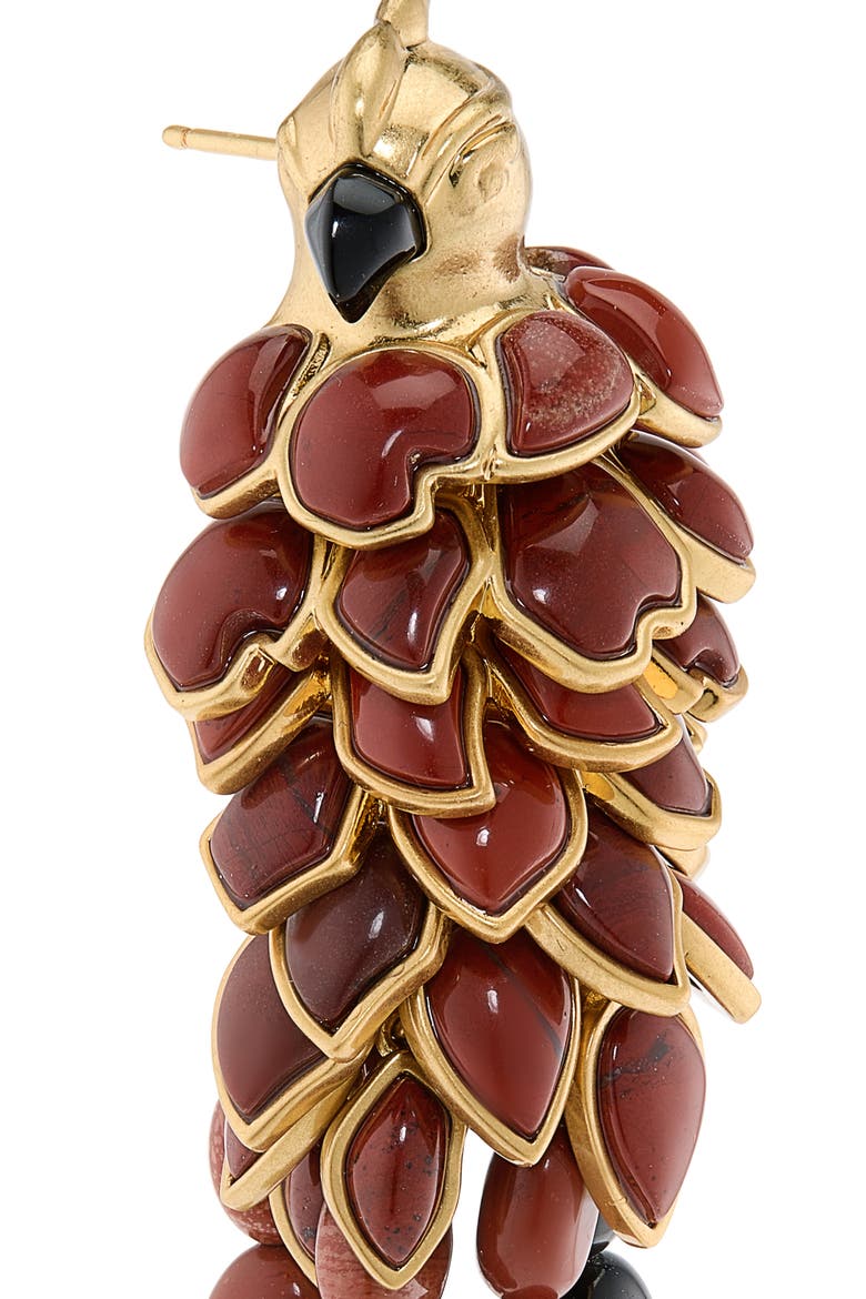 Plume Chandelier Earrings, Alternate, color, GOLD/ DARK RED
