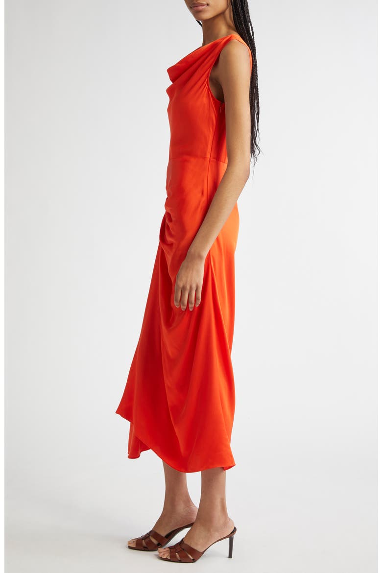 Dara Drape Detail Midi Dress, Alternate, color, POPPY