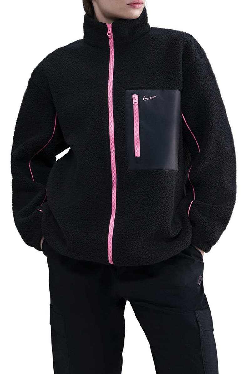 Nike Sportswear Textured Fleece Graphic Zip-Up Jacket, Main, color,