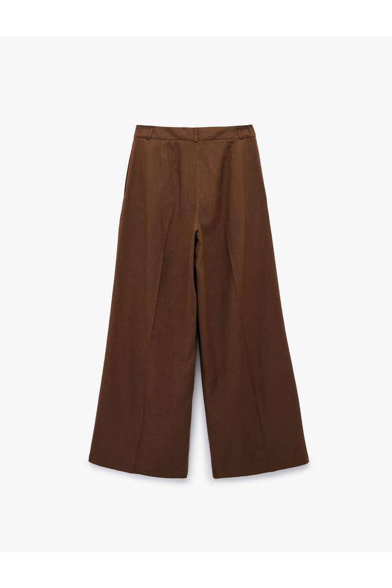 Linen Blend Wide Leg Pants with Pleat, Alternate, color, BROWN