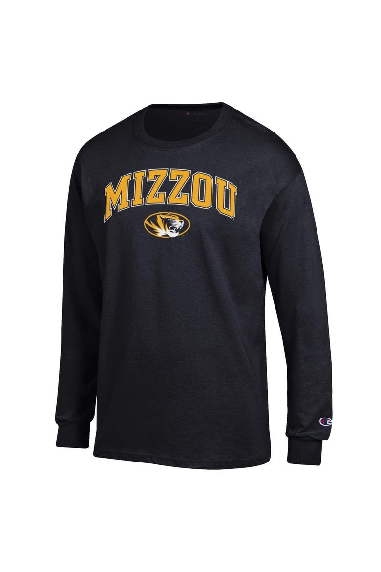 Men's Champion  Black Missouri Tigers Arch Over Logo Long Sleeve T-Shirt, Alternate, color, Black