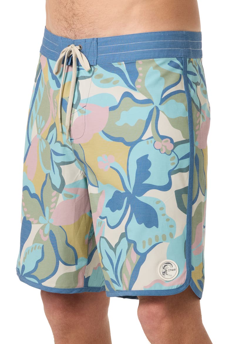 OG Print Scallop Board Shorts, Alternate, color, BLUE FUSION