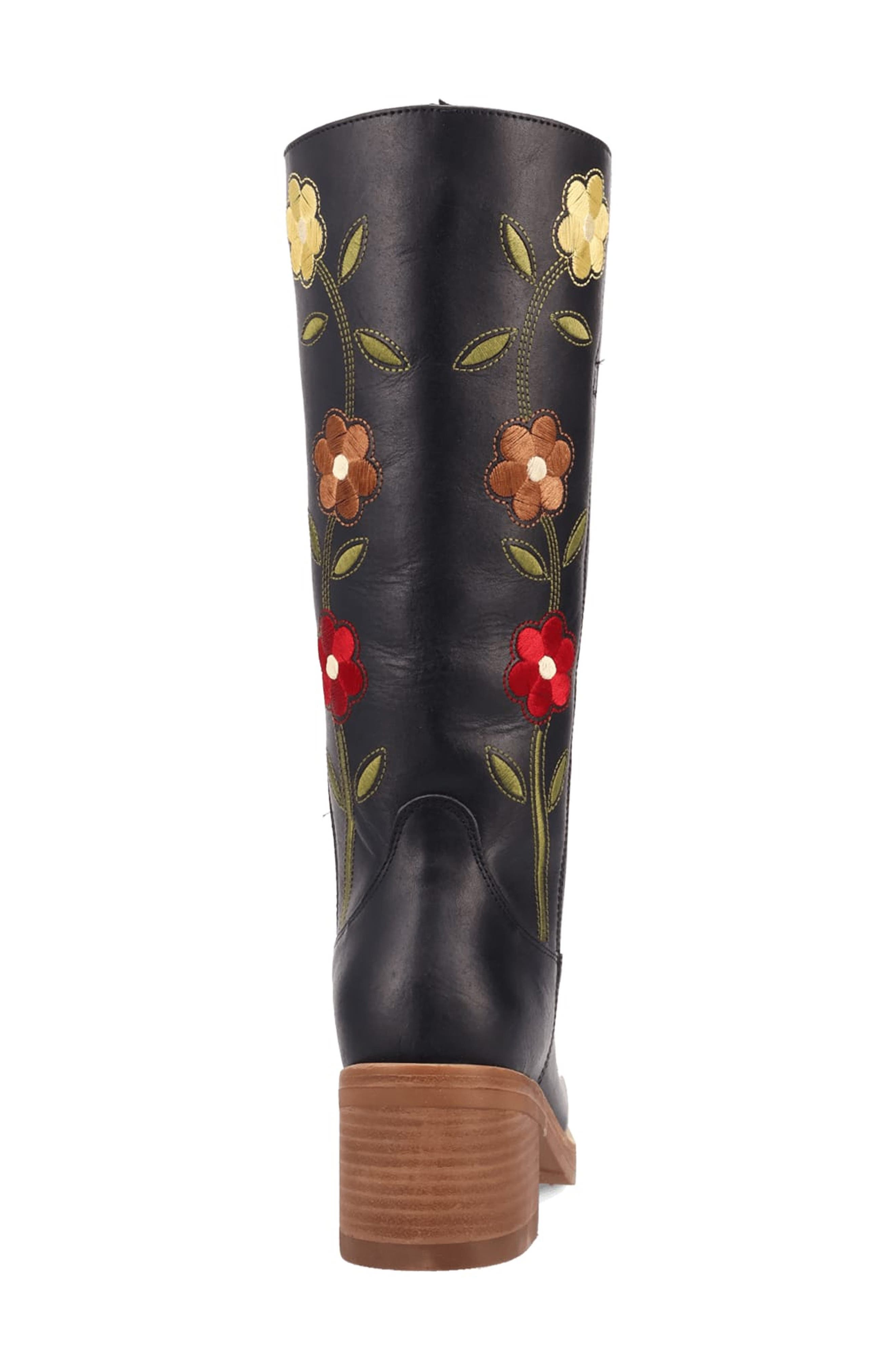 Dingo Bloom Embroidered Boot, Alternate, color, Black