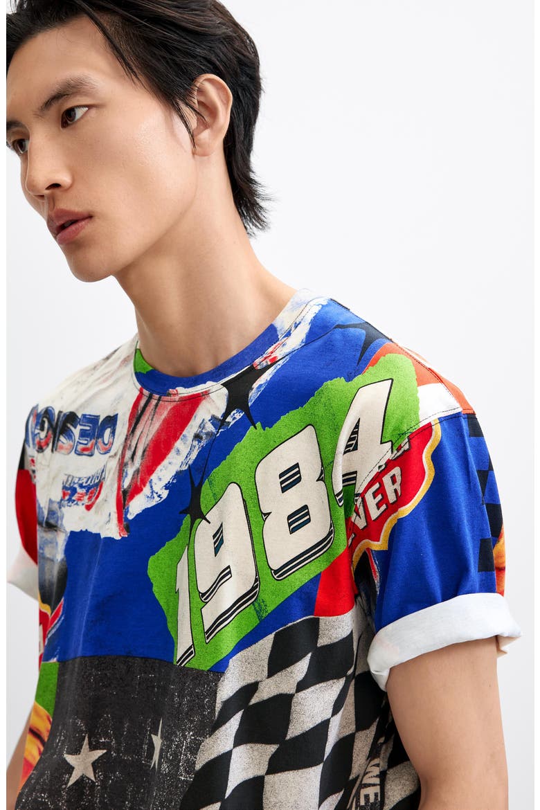 Printed Racing Graphic T-Shirt, Main, color, ORANGE RED