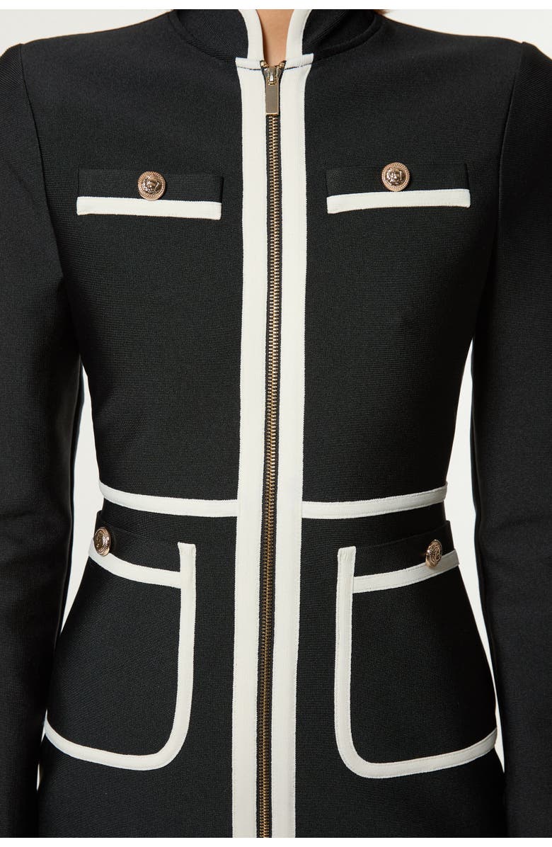 Karen Millen Bandage Knit Military Detail Dress, Alternate, color, Mono