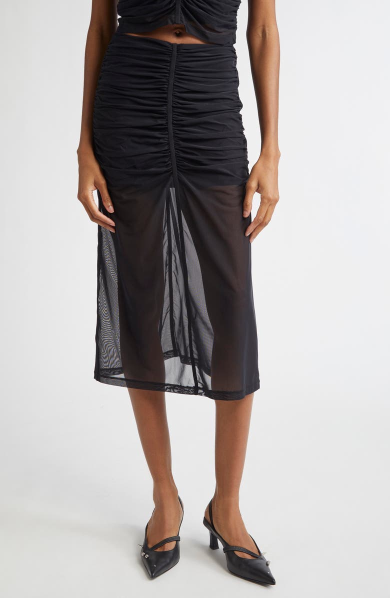 DIESEL<sup>®</sup> O-Ira Ruched Tulle Midi Skirt, Main, color, Deep/Black