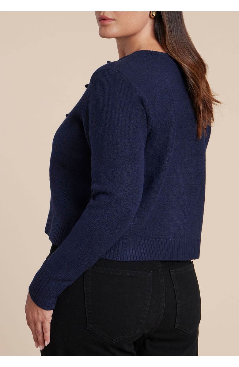 ELOQUII Pleated Cardigan, Alternate, color, Navy