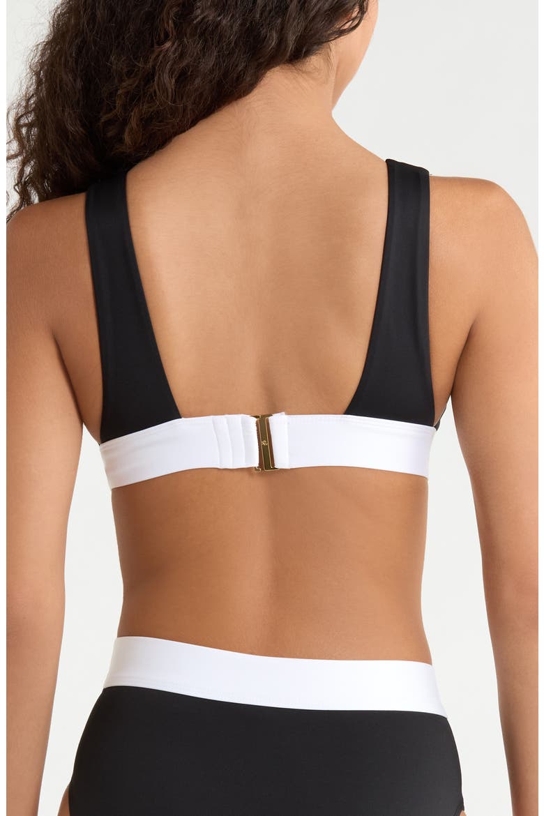 Modern V-Neck Bikini Top, Alternate, color, BLACK