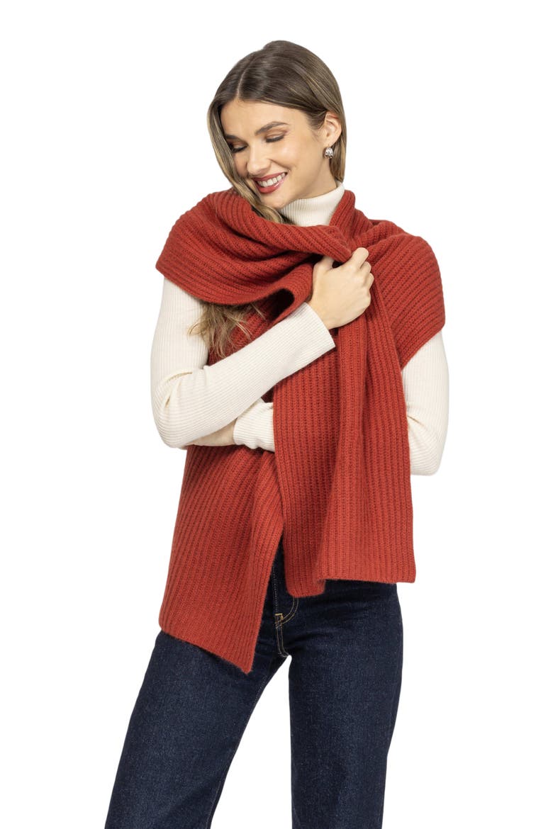 Cashmere Knit Scarf, Alternate, color, RED