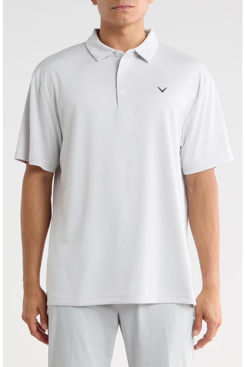 Geometric Jacquard Short Sleeve Polo, Main, color, BRIGHT WHITE