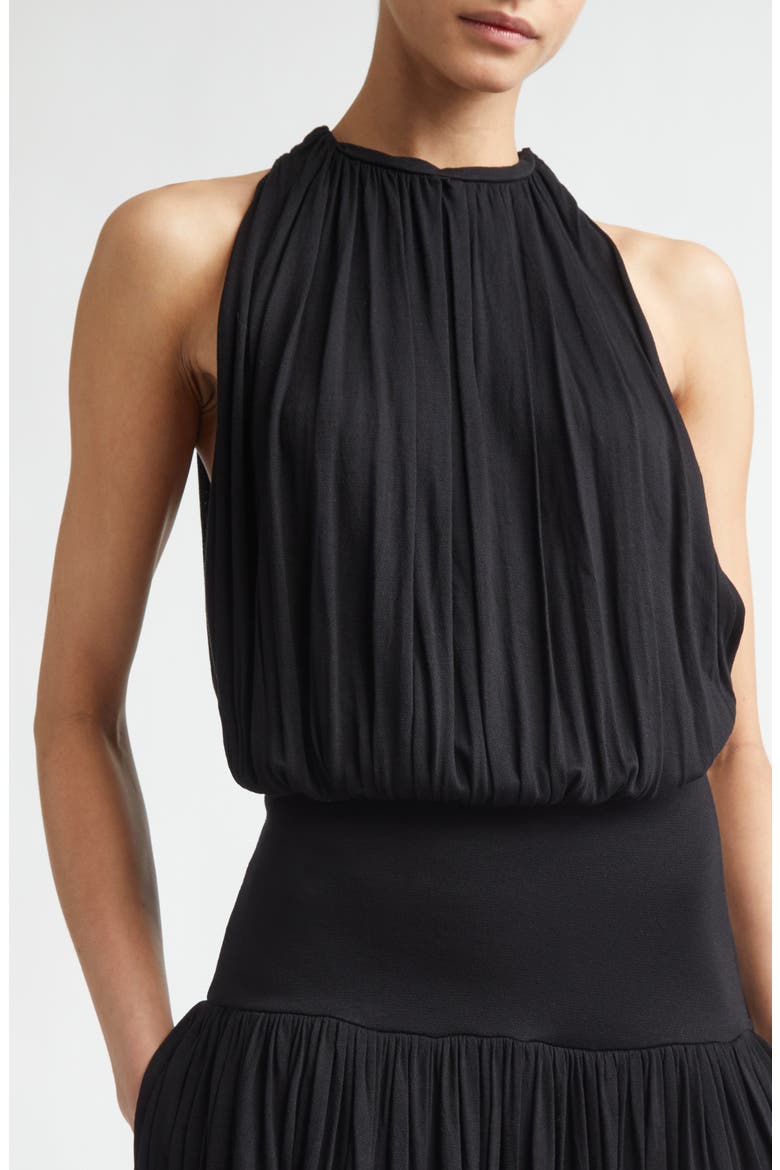Soft Gathered Midi Dress, Alternate, color, BLACK