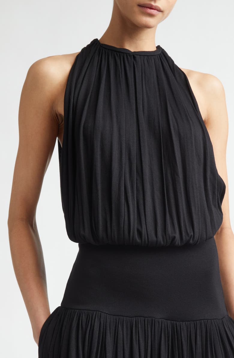 TOTEME Soft Gathered Midi Dress, Alternate, color, Black