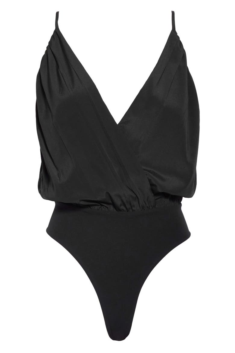 Ballerina Silk Blend Bodysuit, Alternate, color, BLACK
