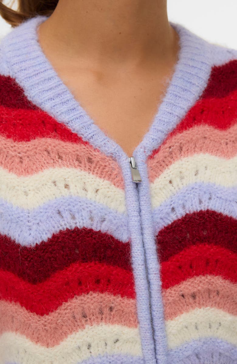 VERO MODA Doja Stripe Zip Front Cardigan, Alternate, color, Baby Lavender Stripe