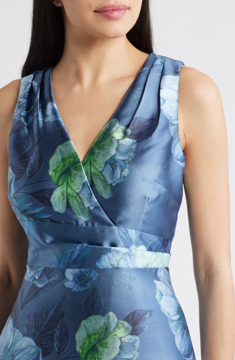 Kay Unger Rosalind Floral Evening Gown, Alternate, color, Teal Blue