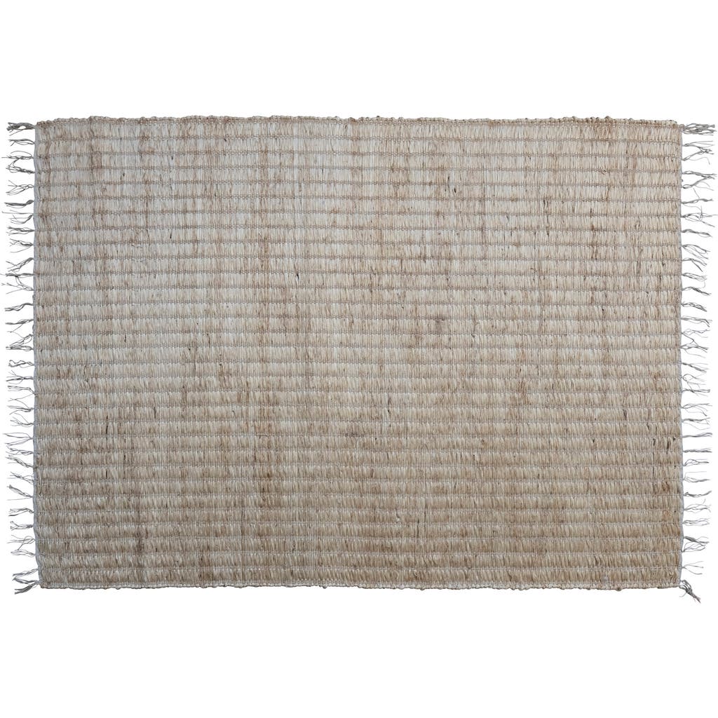 Storied Home Boho Woven Jute And Cotton Rug With Fringe, Natural In Brown