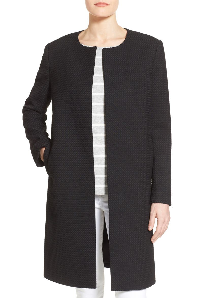 Textured Collarless Topper, Main, color, BLACK DOT PATTERN