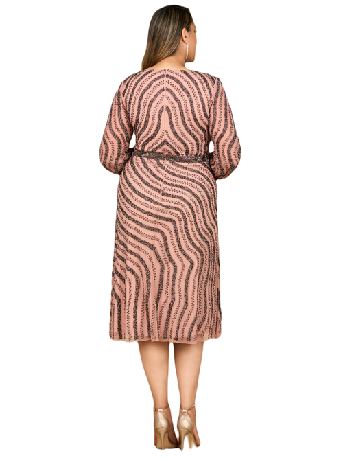 Lara New York Beaded Midi Dress With Long Sleeves