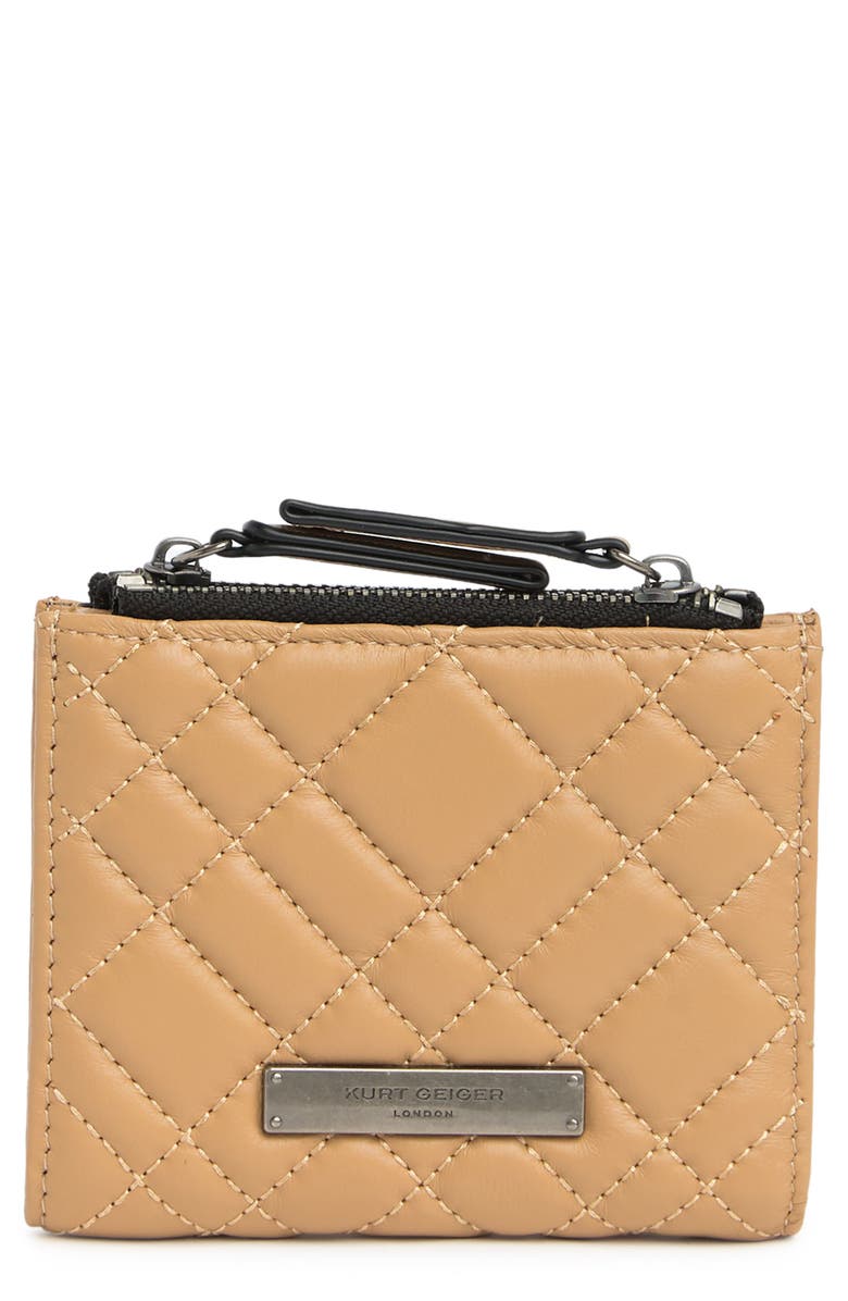 Kurt Geiger London Quilted Leather Coin & Card Case, Main, color, 