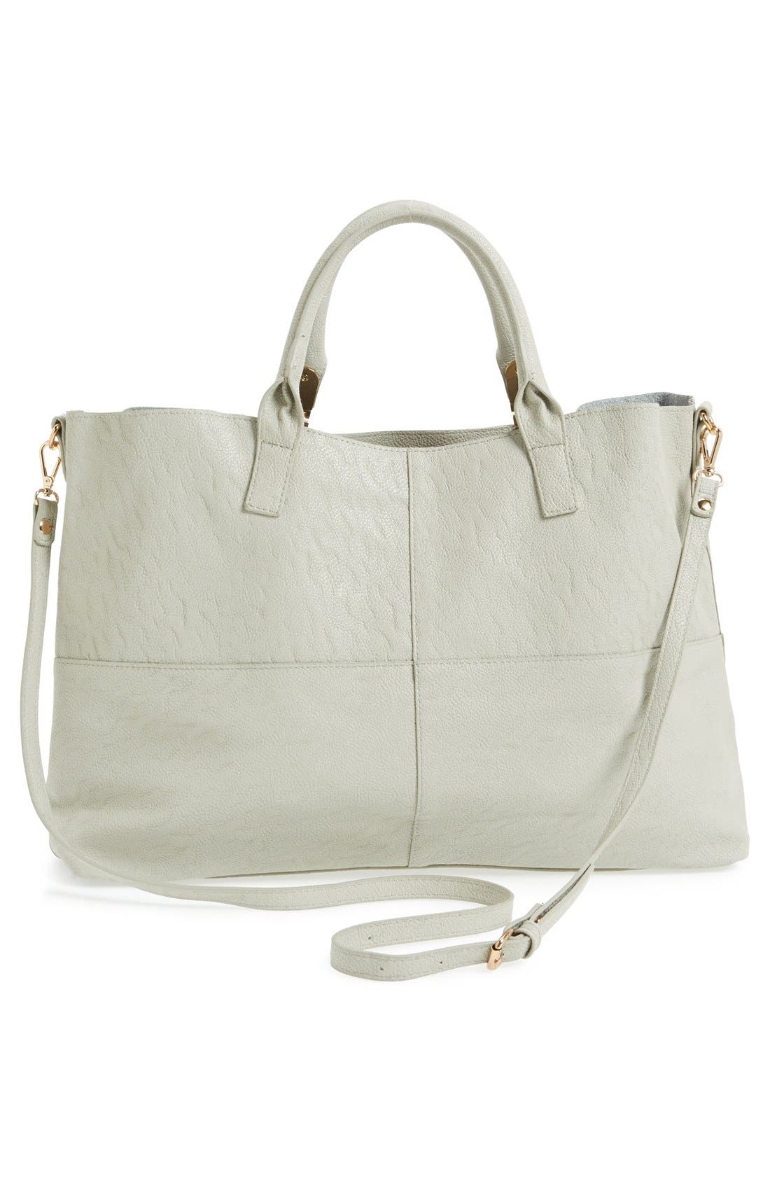 Faux Suede Tote Bag, Main, color, GREY