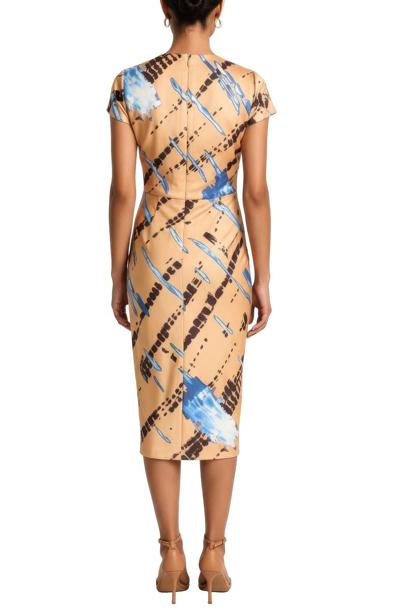 AREA STARS Avery Print Draped Dress, Alternate, color, Brown Abstract