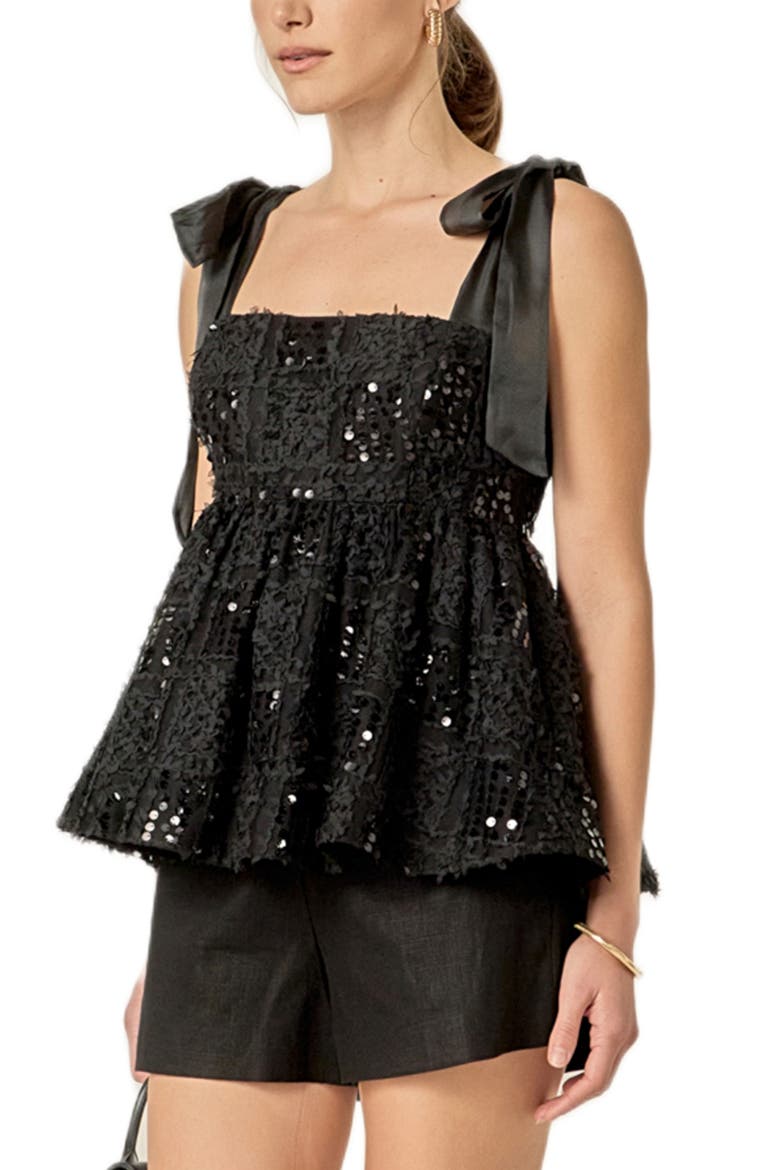 Sequins Bow Tank, Alternate, color, BLACK