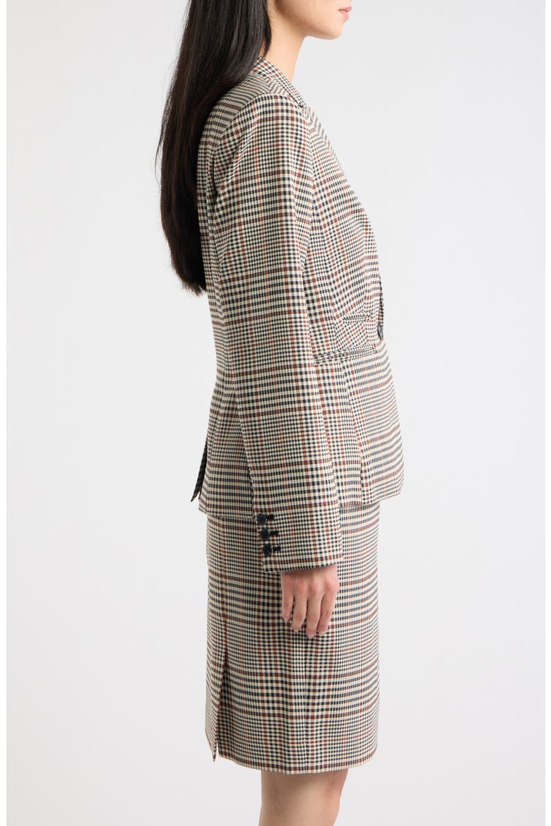 One-Button Plaid Blazer, Alternate, color, TOFFEE BLACK