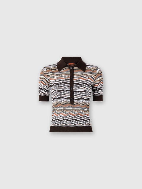 Short Sleeve Polo With Wave Pattern