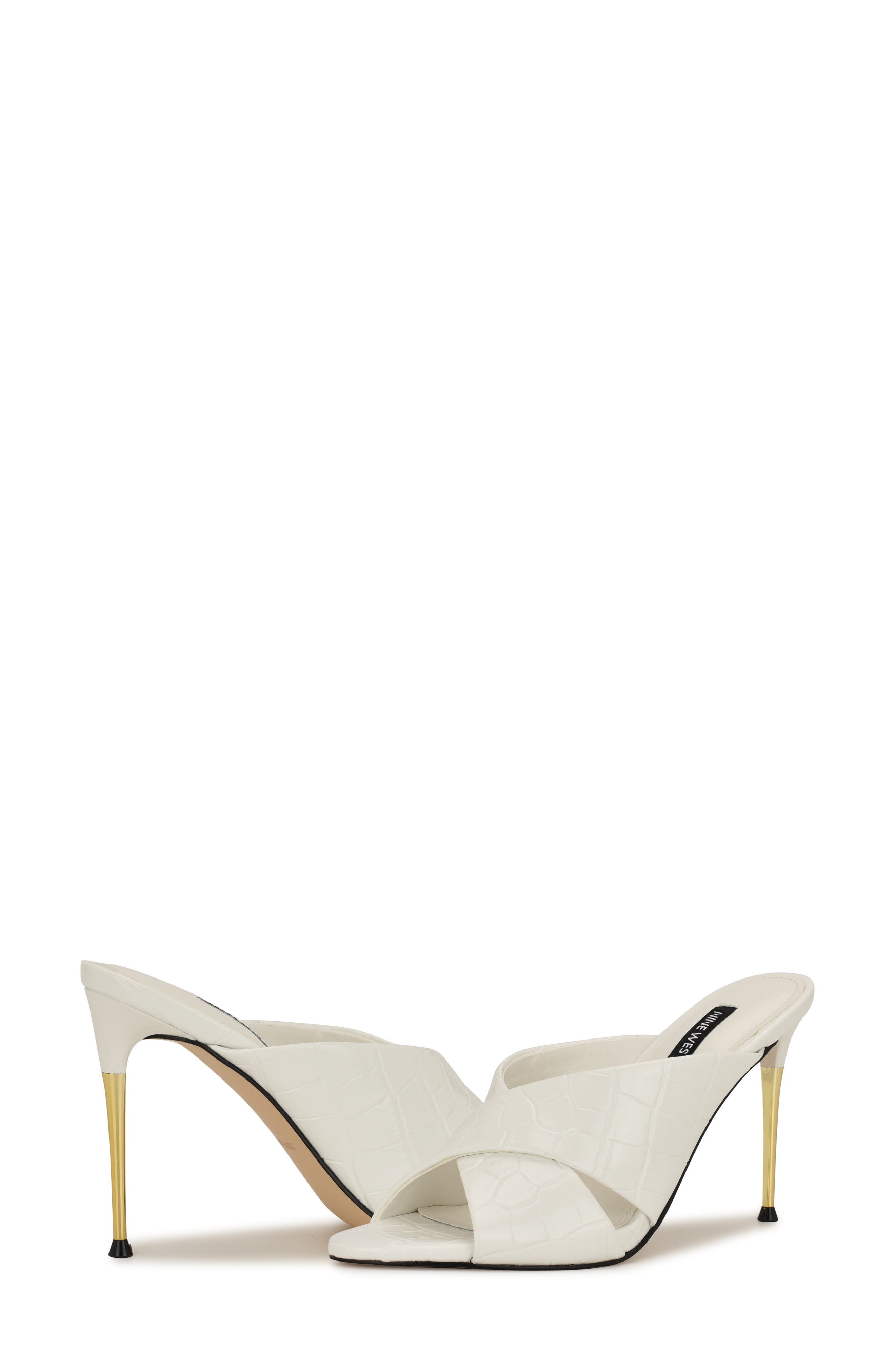Sancie Croc Embossed Stiletto Sandal, Alternate, color, WHITE