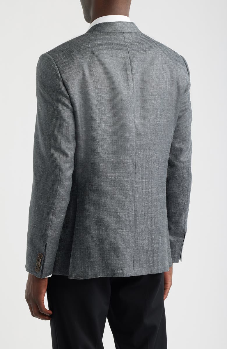 Canali Grey Slub Wool & Silk Blend Sport Coat, Alternate, color, Grey