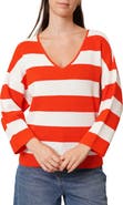 CYRUS Stripe V-Neck Waffle Knit Sweater