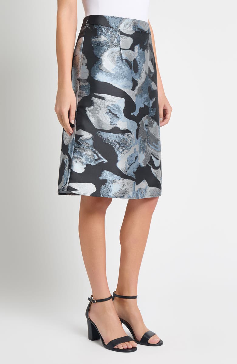 Ming Wang Abstract Floral A-Line Skirt, Alternate, color, Dawn/ Granite/ Lunar Rock