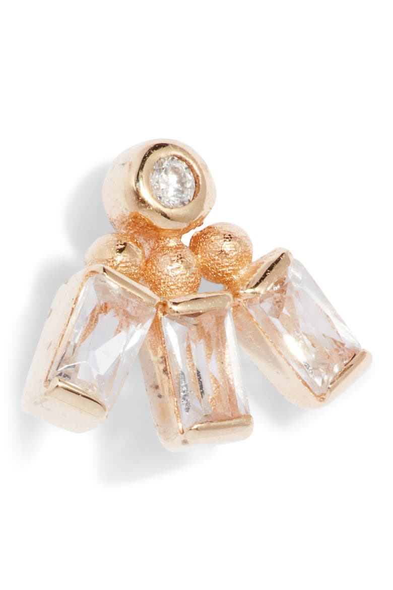 Cleo Single White Topaz & Diamond Stud Earring, Alternate, color, ROSE GOLD
