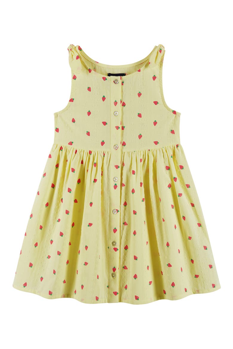 Kids' Strawberry Sleeveless Button-Up Dress, Main, color, YELLOW STRIPE