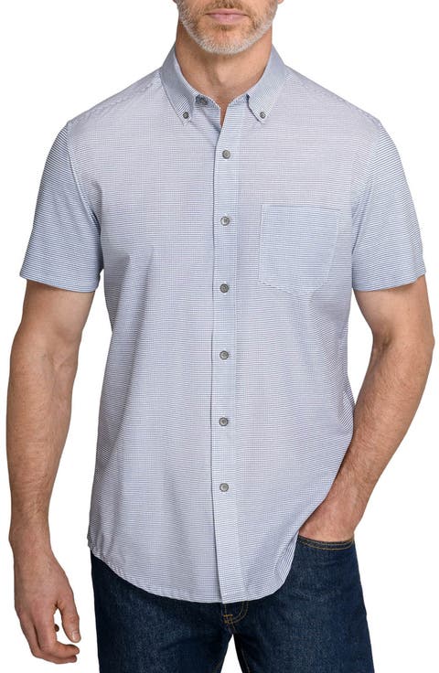 Square Reworked Short Sleeve Button-Down Shirt