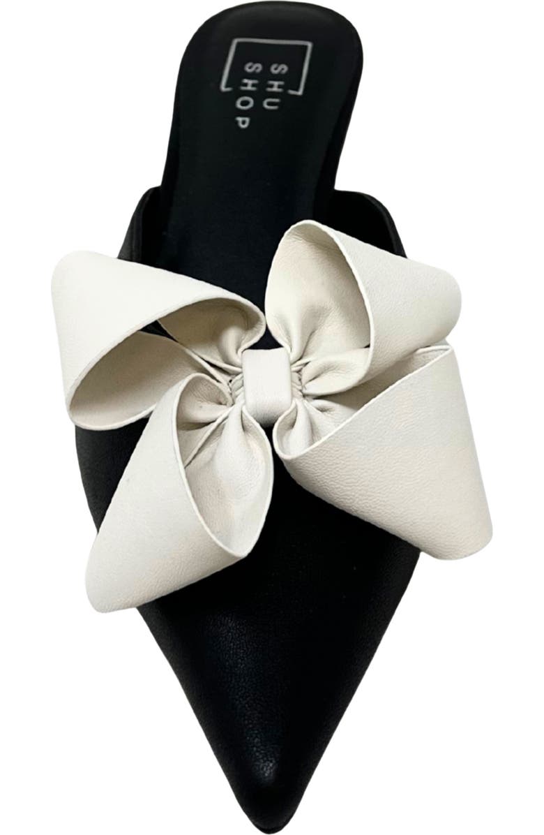 SHUSHOP Nell Pointed Toe Kitten Heel Mule, Alternate, color, Black And White