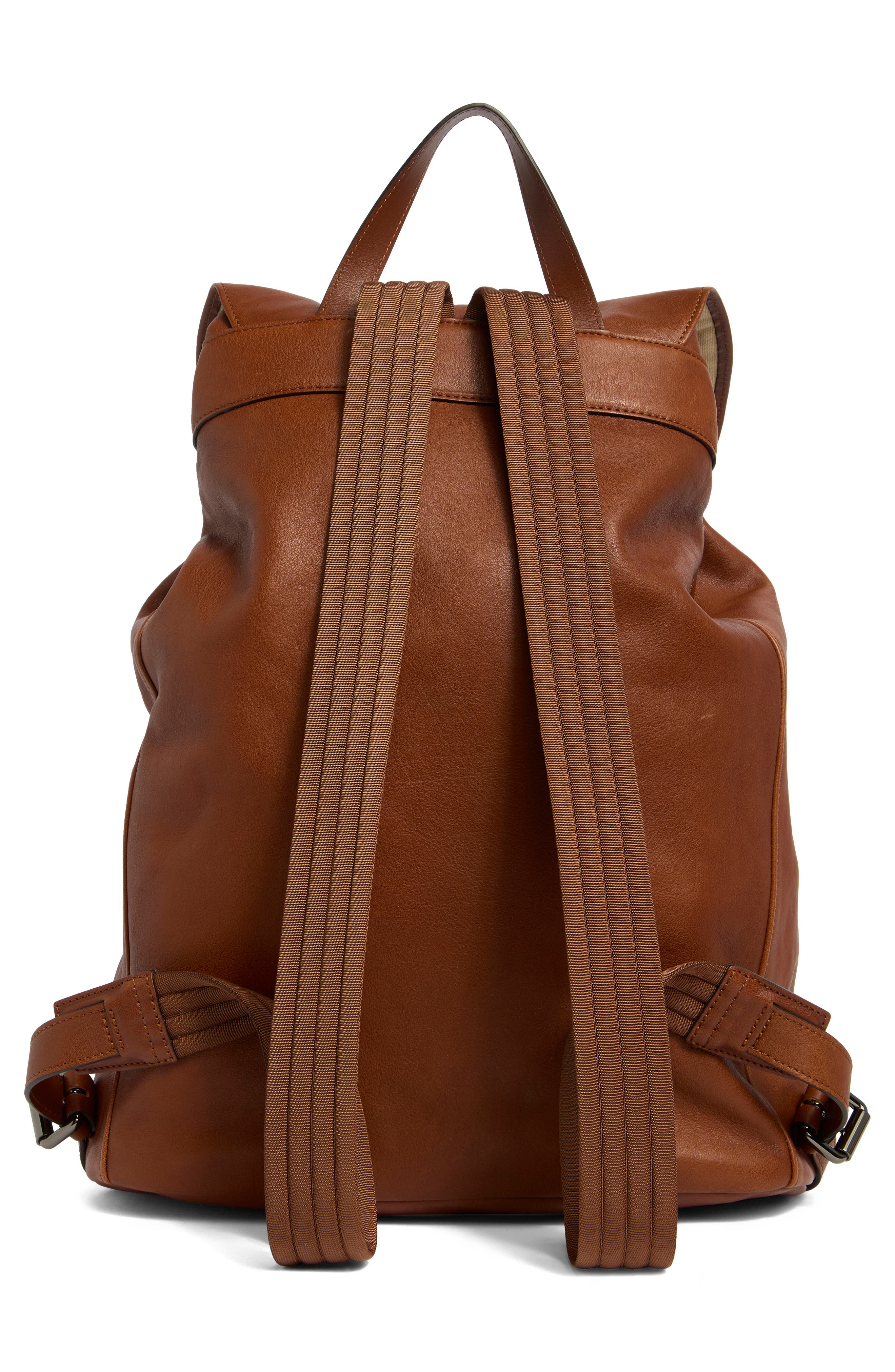 Longchamp 3D Leather Backpack, Alternate, color, Cognac