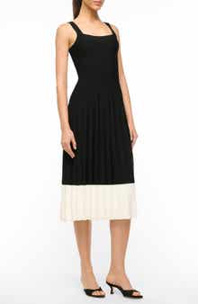 STAUD Ellison Pleated Rib Midi Dress