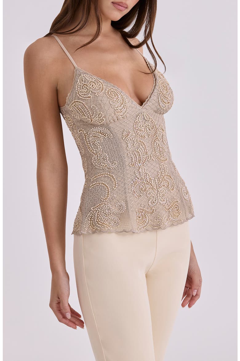 Catarina Beaded Georgette Camisole, Alternate, color, VINTAGE IVORY