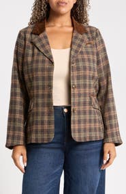 Wit & Wisdom Plaid Three-Button Blazer