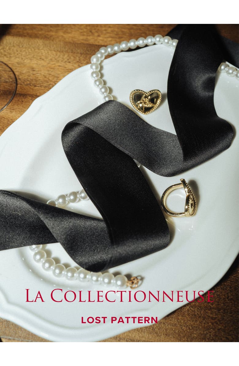 Lost Pattern NYC "La Collectionneuse" Silk Ribbon Scarf, Alternate, color, Black