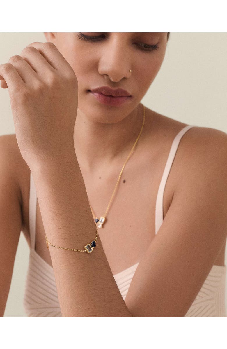 Edge of Ember Toi Et Moi Blue Gemstone Bracelet, Alternate, color, Blue Gemstone