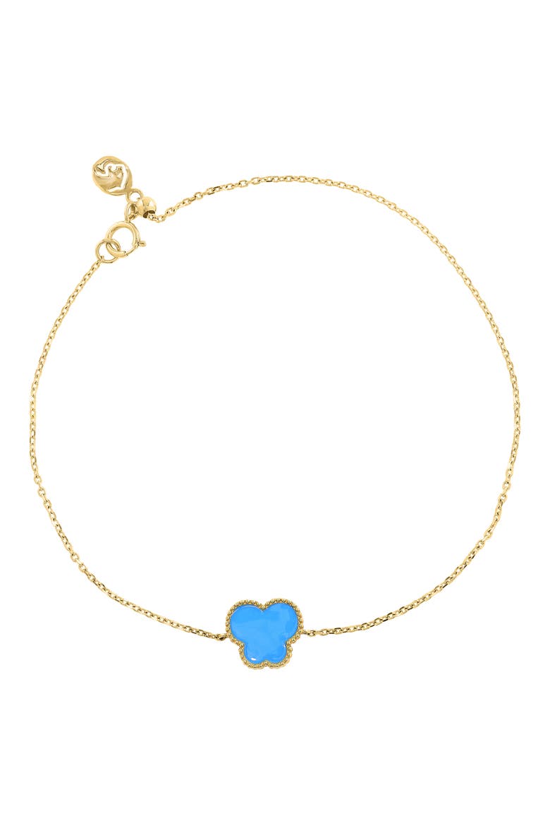 14K Gold Plated Sterling Silver Enamel Butterfly Charm Bracelet, Main, color, BLUE